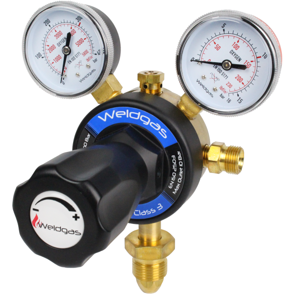 Single Stage 2 Gauge Oxygen Regulator, 10 Bar